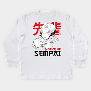 Notice Me Senpai Kids Long Sleeve T-Shirt